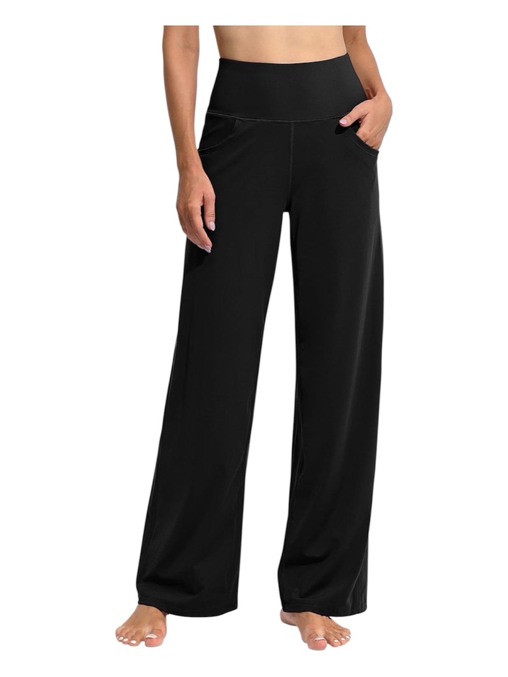 Promover Black Wide Leg Yoga Pants Pockets Small Petite
